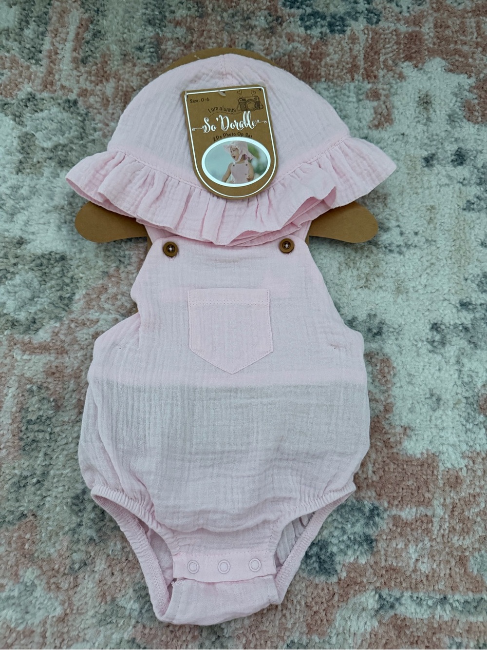 Pink Ruffle Onesie & Sun Hat Set